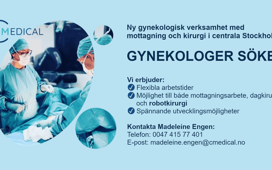 Gynekologer sökes till ny verksamhet i centrala Stockholm