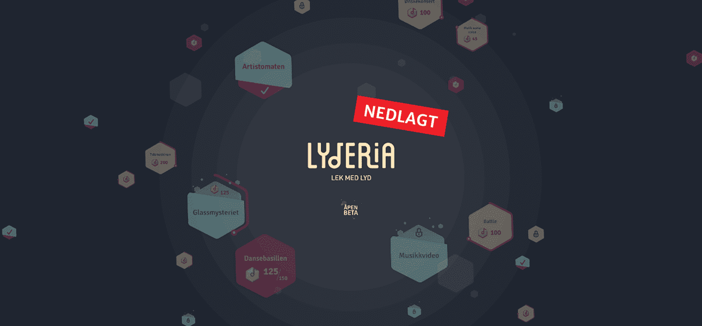 Lyderia-grafikk med klistremerke "Nedlagt"