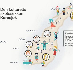 Tegnet kart. Uthevet kulturkontakt Inger Johanen Revheim