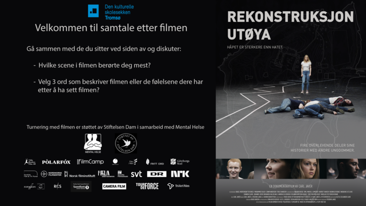 Lærretplakat for "Rekonstruksjon Utøya"