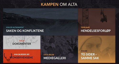 Skjermdump fra nettutstillingen "Kampen om Alta".