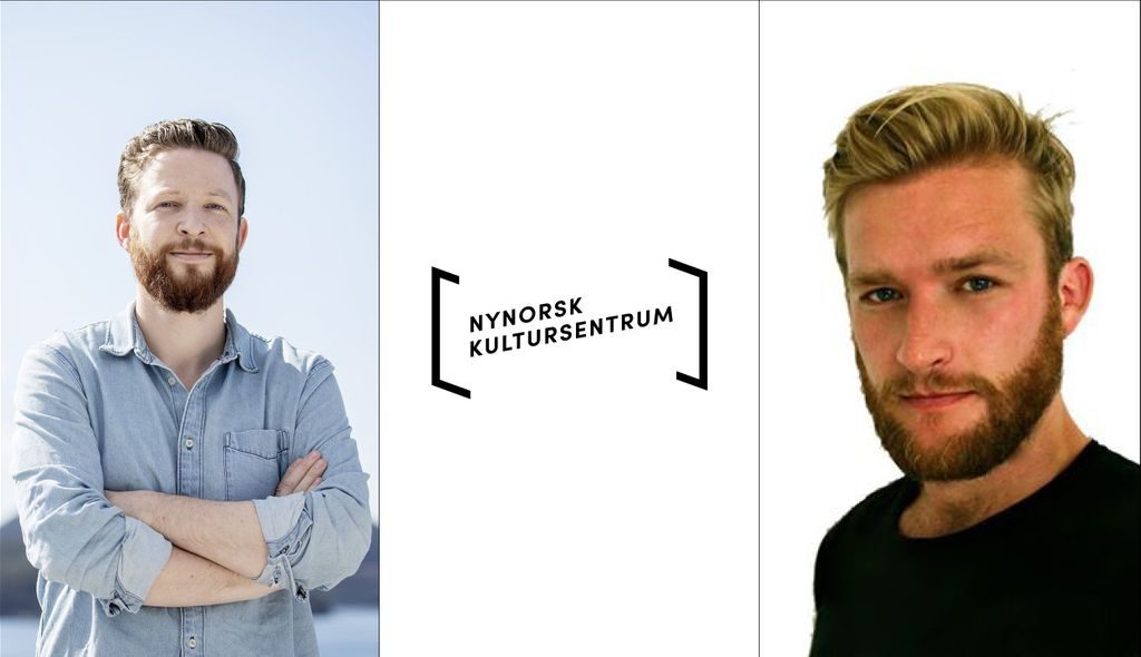 Collage: portretter av Anders Totland og Richard Olsen, og logoen til Nynorsk Kultursentrum