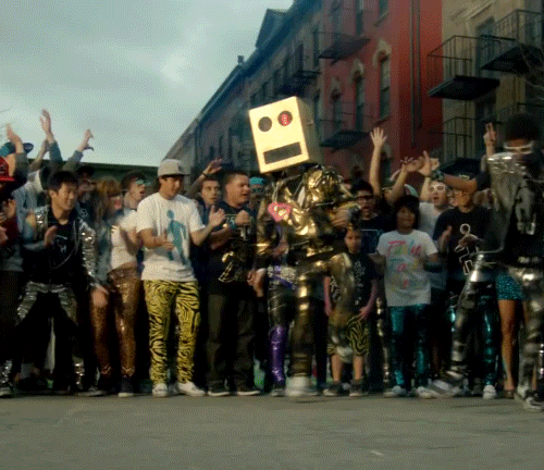 GIF-animasjon av "robot" som danser.
