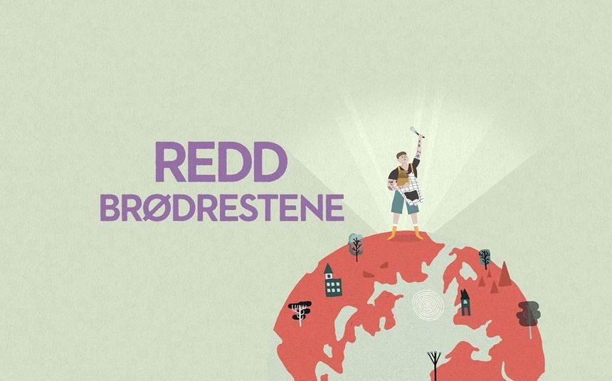 Tegning med teksten redd brødrestene