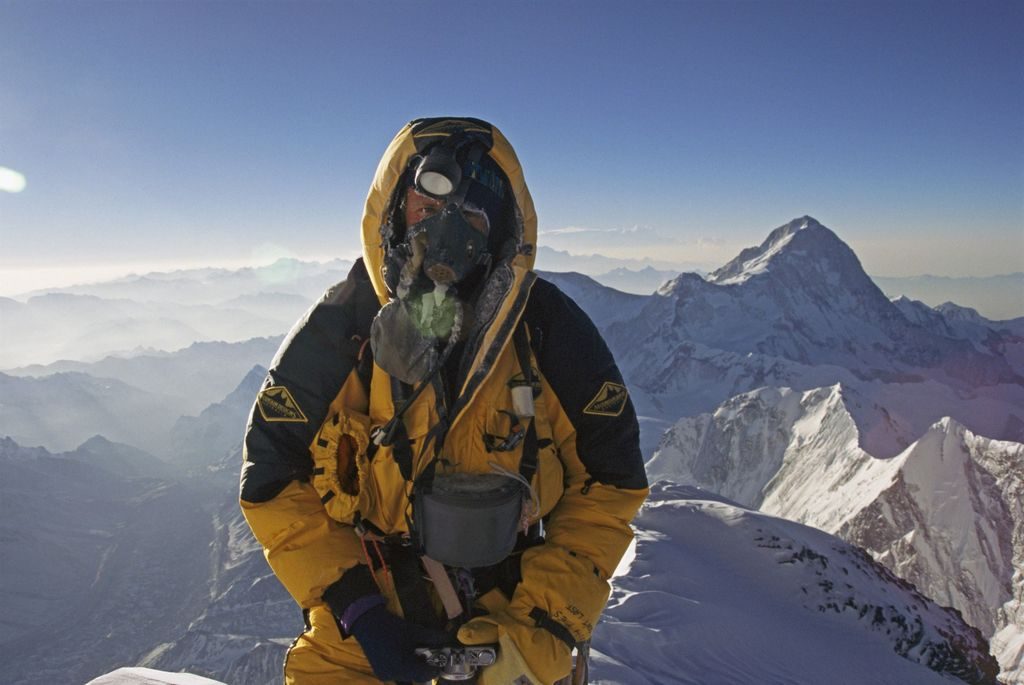 Mike Groom on Mt. Everest, arriving on the Balcony, May 10, 1996. Photo © Jon Krakauer -