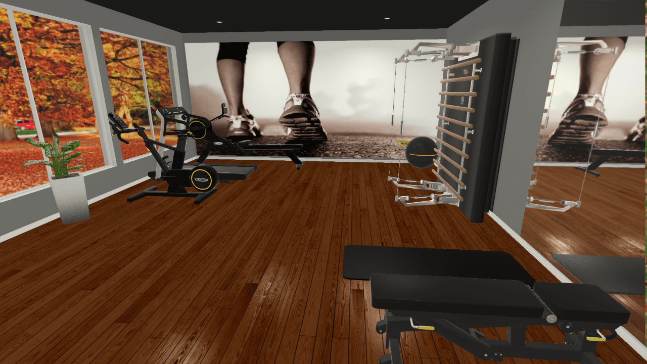 Stort hjemmegym, fullt innredet med alt du trenger av treningsutstyr