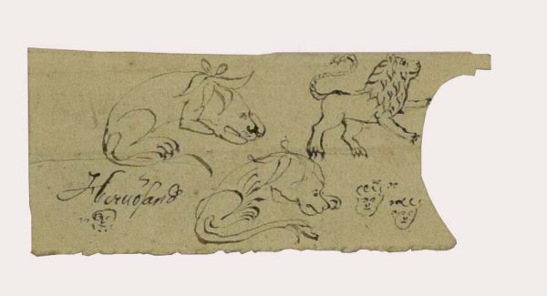 Tecknade lejonsprättar på papper