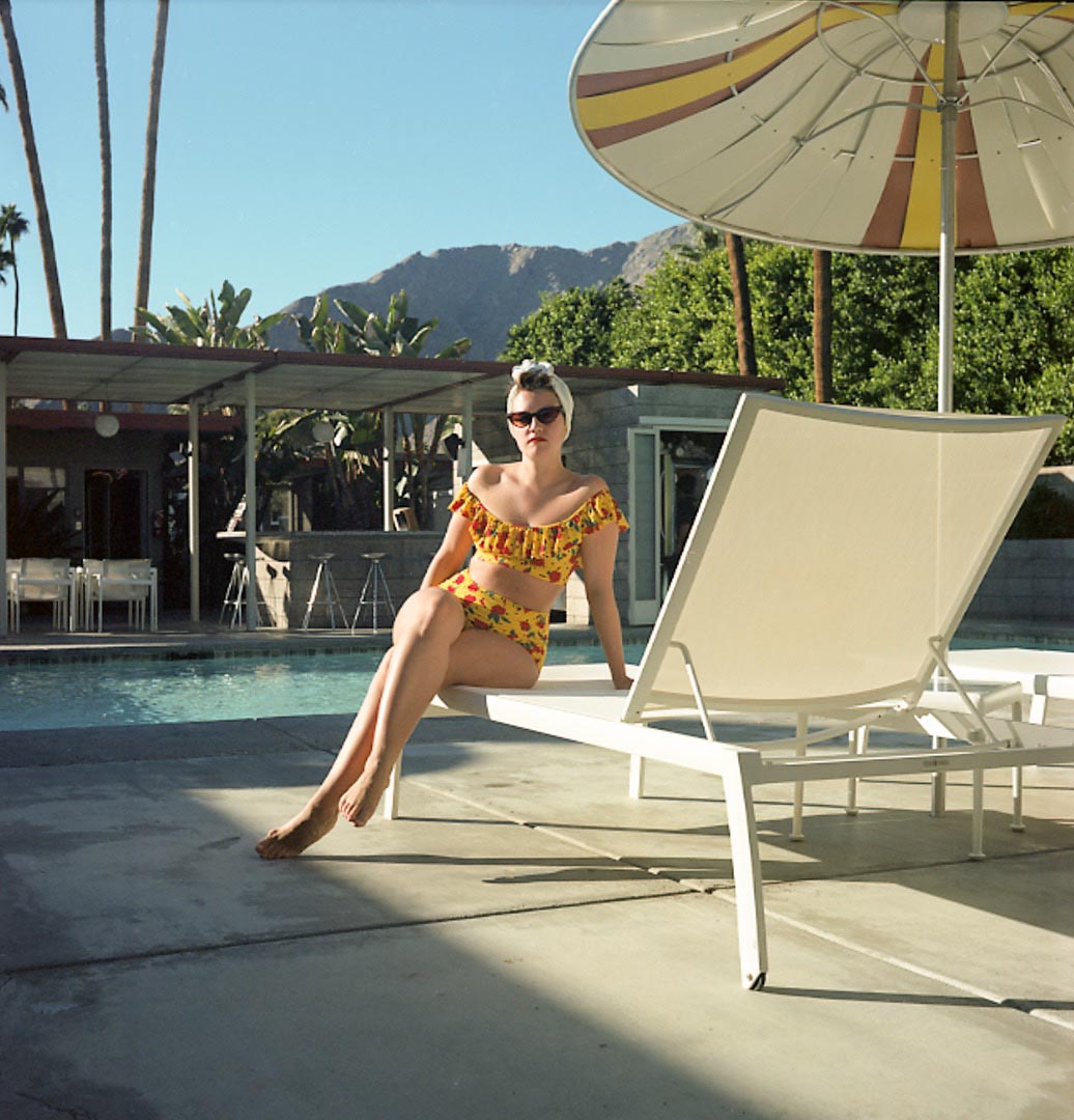 Jag i Palm Springs foto Mira Svanered Bildtext: På Orbit Inn hotell i Palm Springs 2018